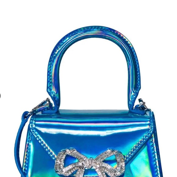 Self portrait micro blue metallic box bag - Picture 3 of 5